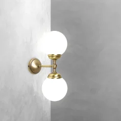 Wandleuchten|Badezimmer Lampe*Giovanni Battista Badlampe Wand H: 36 cm 2-flammig E14 Glas Messing