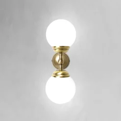 Wandleuchten|Badezimmer Lampe*Giovanni Battista Badlampe Wand H: 36 cm 2-flammig E14 Glas Messing