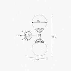Wandleuchten|Badezimmer Lampe*Giovanni Battista Badlampe Wand H: 36 cm 2-flammig E14 Glas Messing