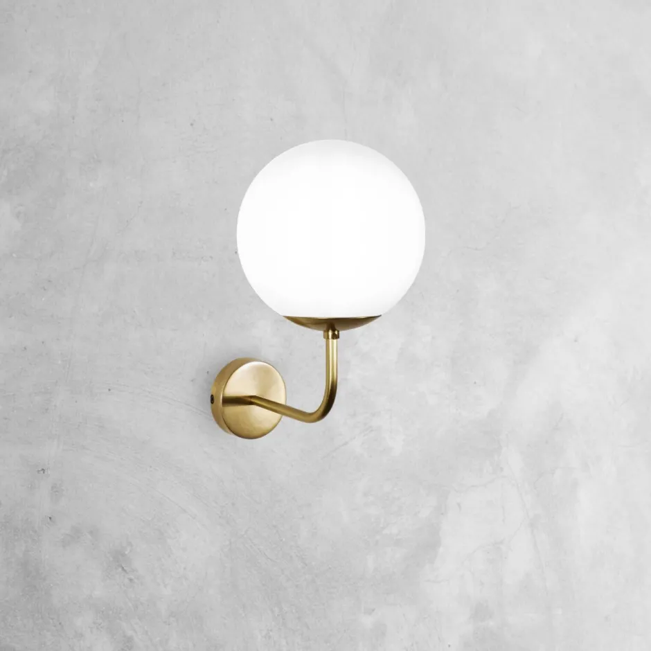 Wandleuchten|Badezimmer Lampe*Giovanni Battista Badlampe Wand in Bronze hell Weiß E14 Messing Glas