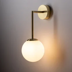 Nowodvorski Badlampe Wand IP44 in Messing Weiß G9 Kugelschirm< Wohnzimmerlampen|Glaslampen