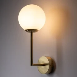 Nowodvorski Badlampe Wand IP44 in Messing Weiß G9 Kugelschirm< Wohnzimmerlampen|Glaslampen