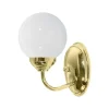 Wandleuchten|Badezimmer Lampe*Giovanni Battista Badlampe Wand Messing Glas Kugelschirm E14 H: 20,5 cm