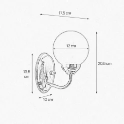 Wandleuchten|Badezimmer Lampe*Giovanni Battista Badlampe Wand Messing Glas Kugelschirm E14 H: 20,5 cm