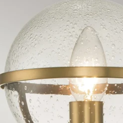 Wandleuchten|Badezimmer Lampe*Elstead Badlampe Wand Metall Glas IP44 H: 40,3 cm in Messing Antik