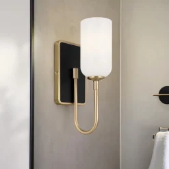 Elstead Badlampe Wand Metall Glas 33,8 cm hoch IP44 G9 LED 3000 K< Wandleuchten|Metall Lampen