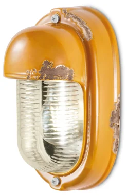 Wohnzimmerlampen|Glaslampen*Ferroluce Badleuchte Keramik Glas E27 H: 24 cm Gelb Shabby Antik