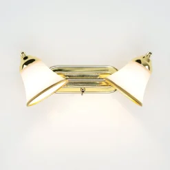 Glaslampen|Jugendstil Lampen*Easylight Badleuchte mit Schalter in Gold Jugendstil GRANDO