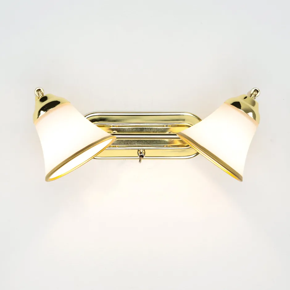 Glaslampen|Jugendstil Lampen*Easylight Badleuchte mit Schalter in Gold Jugendstil GRANDO