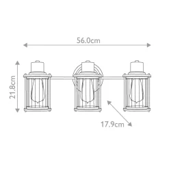 Flurlampen|Küchenlampen*Elstead Badleuchte Wand Metall Glas IP44 B: 56 cm 3-flammig länglich