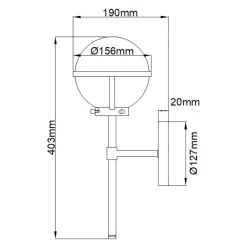Elstead Badleuchte Wand Metall Glas IP44 H: 40,3 cm Kugel Schirm< Wandleuchten|Badezimmer Lampe