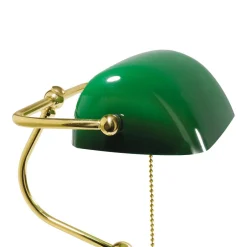 Giovanni Battista Bankerlampe 39 cm E27 Messing Glas Zugschalter Grün< Glaslampen|Messinglampen