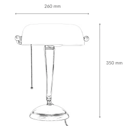 Schreibtischlampen|Glaslampen*Giovanni Battista Bankerlampe Bronze aus Messing mit Schirm Weiß