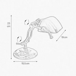 Tischlampen|Bürolampen*Giovanni Battista Bankerlampe E14 23 cm in Messing poliert Grün Glas