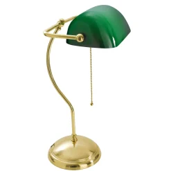 Giovanni Battista Bankerlampe Echt-Messing Poliert Premium< Schreibtischlampen|Glaslampen