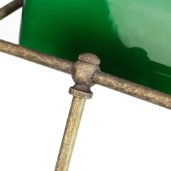 Schreibtischlampen|Glaslampen*Giovanni Battista Bankerlampe Grün aus Messing in Bronze Rustikal