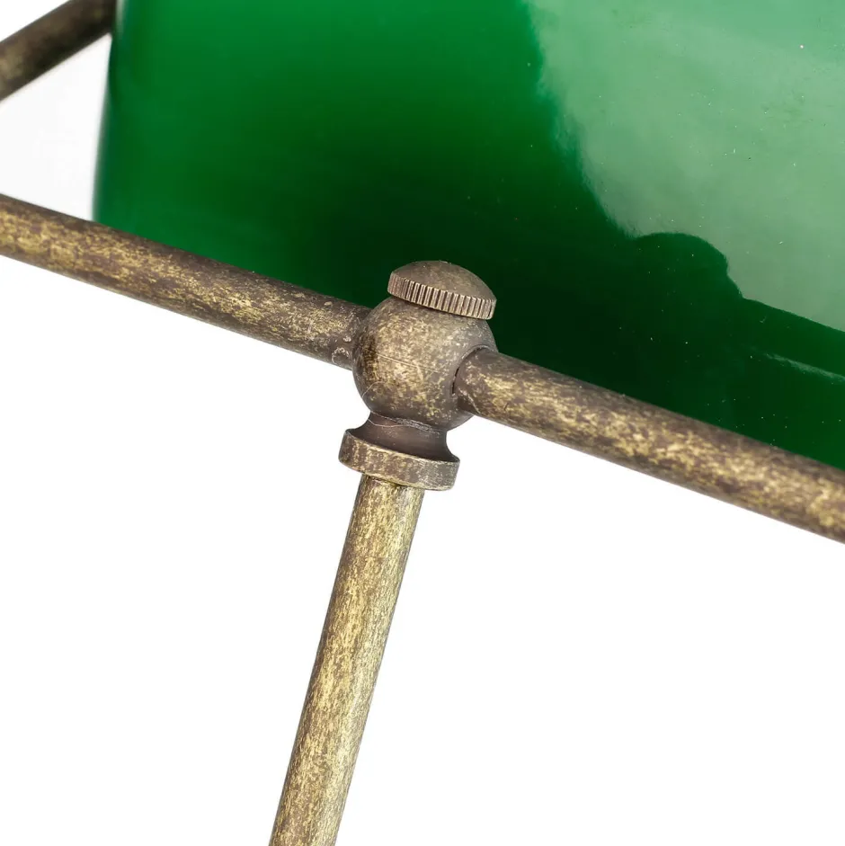 Schreibtischlampen|Glaslampen*Giovanni Battista Bankerlampe Grün aus Messing in Bronze Rustikal
