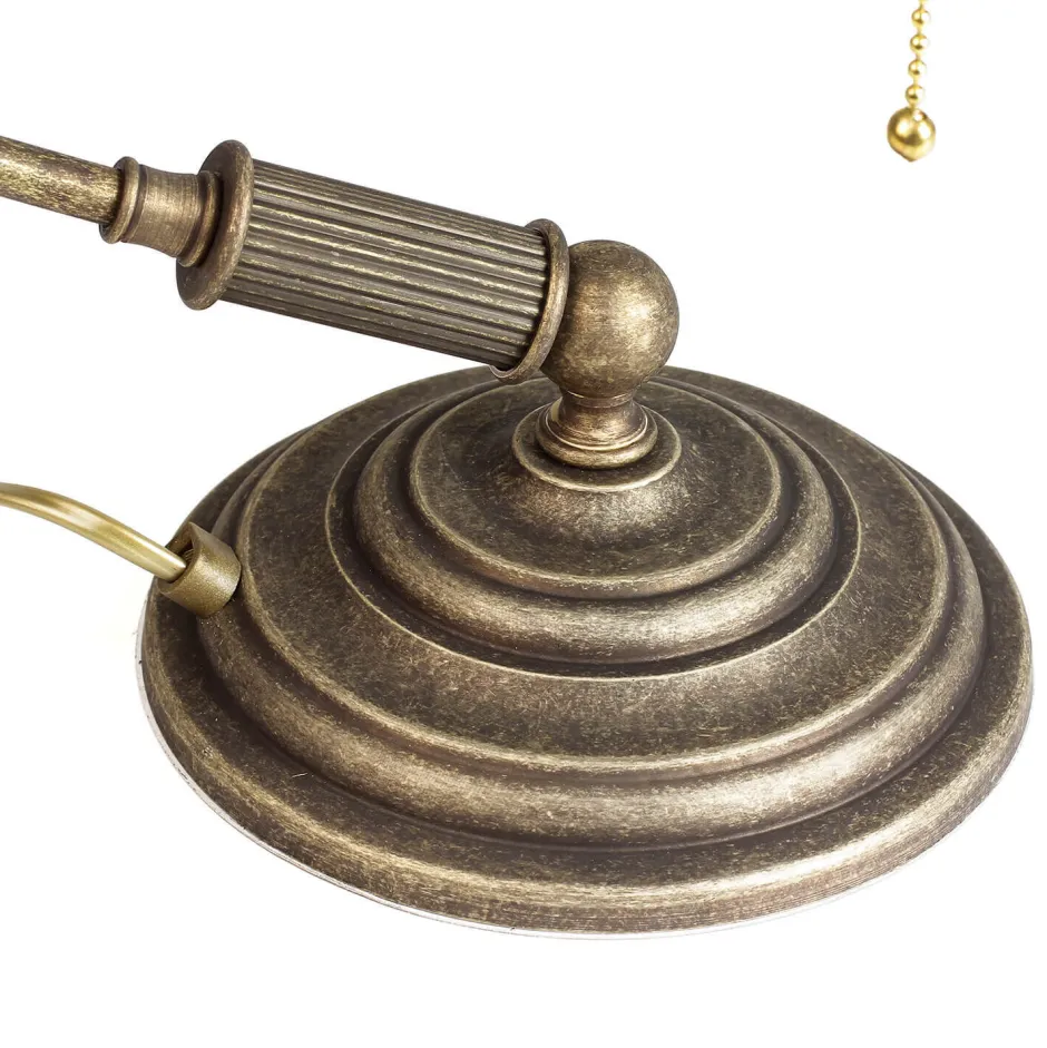 Schreibtischlampen|Glaslampen*Giovanni Battista Bankerlampe Grün aus Messing in Bronze Rustikal