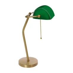 Giovanni Battista Bankerlampe Grün Bronze H: 47 cm Messing Glas massiv< Tischlampen|Bürolampen