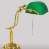 Tischlampen|Bürolampen*Giovanni Battista Bankerlampe Grün Echt-Messing mit Zugschalter