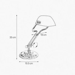 Giovanni Battista Bankerlampe Grün H: 35 cm verstellbar Echt-Messing Glas E14< Tischlampen|Bürolampen