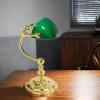 Tischlampen|Bürolampen*Giovanni Battista Bankerlampe Grün Messing massiv Glas 29 cm hoch schwenkbar
