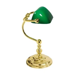 Tischlampen|Bürolampen*Giovanni Battista Bankerlampe Grün Messing massiv Glas 29 cm hoch schwenkbar