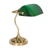 Giovanni Battista Bankerlampe in Bronze hell Grün E27 29 cm Glas Messing< Tischlampen|Bürolampen