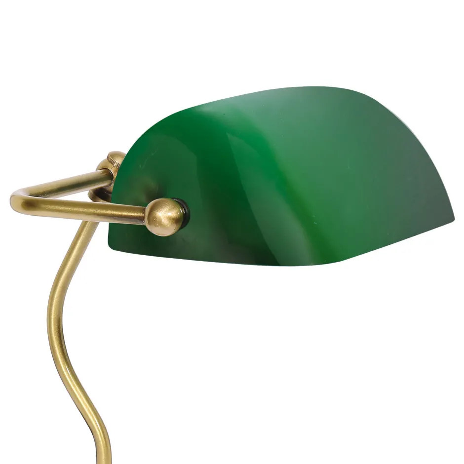 Giovanni Battista Bankerlampe in Bronze hell Grün E27 29 cm Glas Messing< Tischlampen|Bürolampen