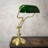 Giovanni Battista Bankerlampe Jugendstil 47 cm Messing Glas Zugschalter E27< Tischlampen|Bürolampen