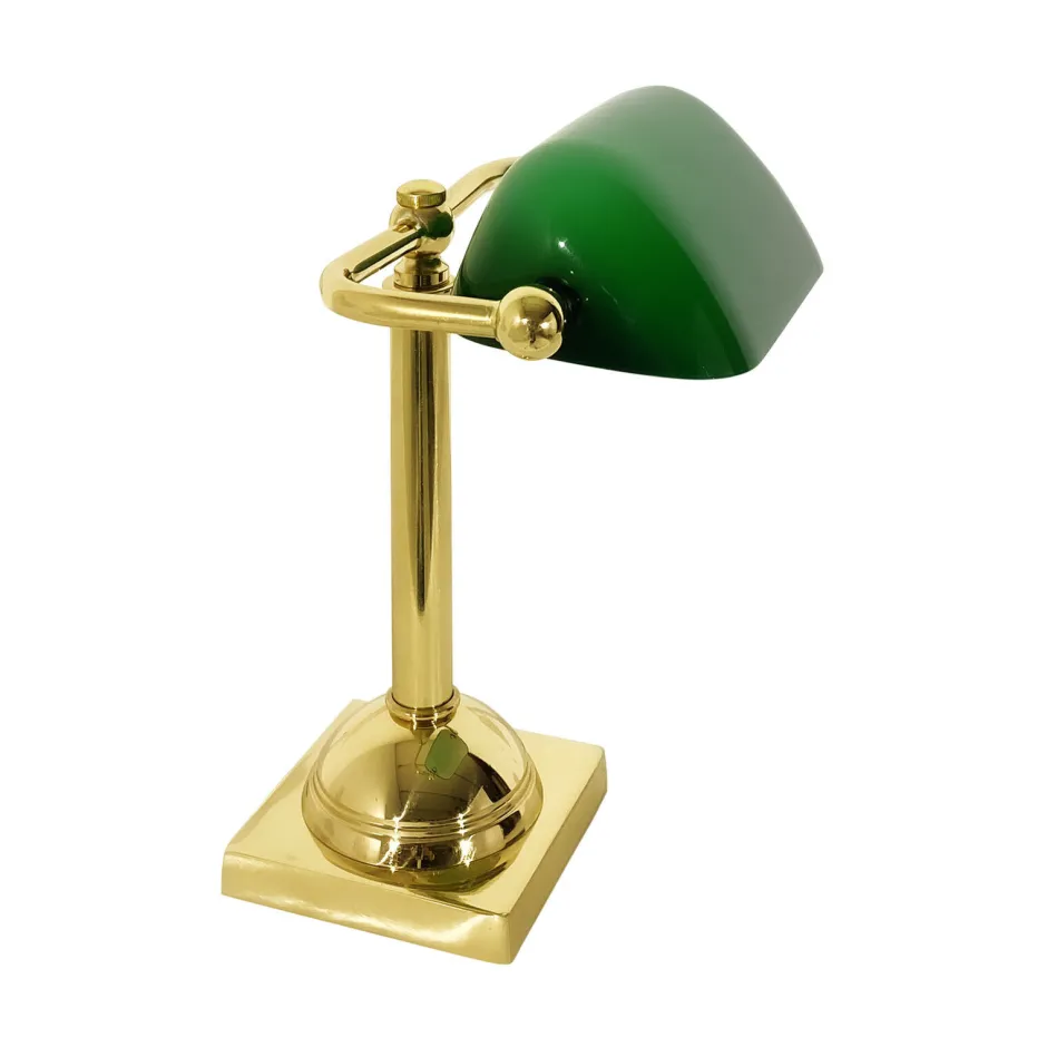 Glaslampen|Messinglampen*Giovanni Battista Bankerlampe klein 25 cm E14 schwenkbar Messing Glas