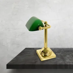 Glaslampen|Messinglampen*Giovanni Battista Bankerlampe klein 25 cm E14 schwenkbar Messing Glas