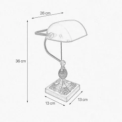 Giovanni Battista Bankerlampe Messing massiv Glas 36 cm hoch schwenkbar< Glaslampen|Messinglampen