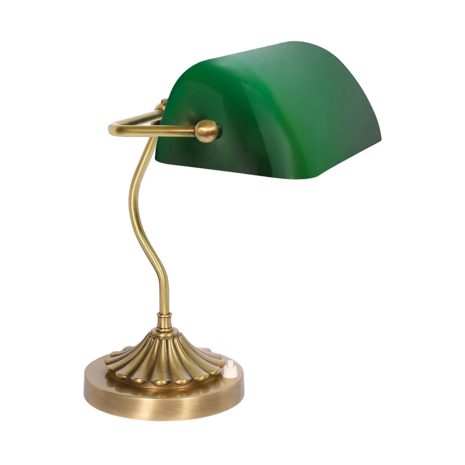 Giovanni Battista Bankerleuchte Gün Bronze H: 30 cm aus Messing Glas E27< Tischlampen|Bürolampen