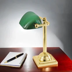 Bürolampen|Lampen Aus Aller Welt*Giovanni Battista Bankerleuchte Gold 24K aus Echt-Messing Premium