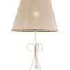 Stofflampen|Lampe Landhausstil*Lamkur Beige Tischlampe Stoff rund Landhaus ABUELA