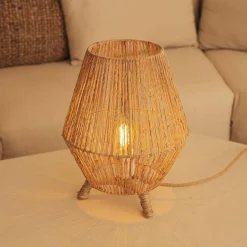 Wohnzimmerlampen|Schlafzimmer Lampen*Newgarden Beistelllampe Dreibein Rattan H: 32,5 cm E27 YILAN