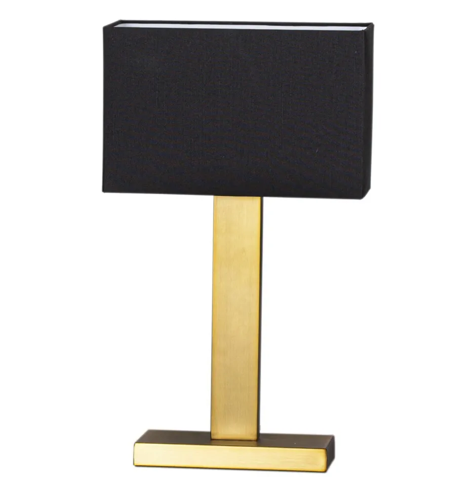 Wohnzimmerlampen|Schlafzimmer Lampen*By Rydéns Beistelllampe Metall Stoff 47 cm E27 eckig in Messing Schwarz