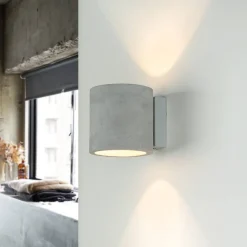 Sollux Beton Wandleuchte Up Down rund H: 10 cm klein G9 LED< Wohnzimmerlampen|Betonlampen