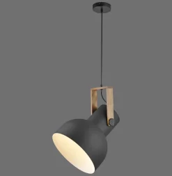 Hängelampen|Bürolampen*Just Light Bewegliche Hängeleuchte Schwarz Holz Metall E27 L:30 cm