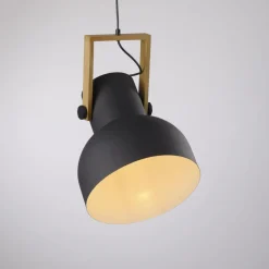 Hängelampen|Bürolampen*Just Light Bewegliche Hängeleuchte Schwarz Holz Metall E27 L:30 cm