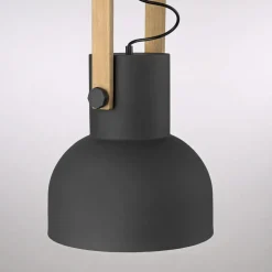 Hängelampen|Bürolampen*Just Light Bewegliche Hängeleuchte Schwarz Holz Metall E27 L:30 cm