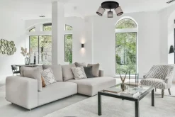 Belis Beweglicher Deckenspot blendarm Stoff Schwarz Beige E14< Flurlampen|Bürolampen