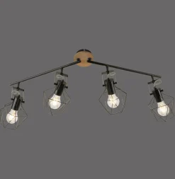 Just Light Beweglicher Deckenspot Holz Metall 110 cm E27 Vintage< Bürolampen|Wohnzimmerlampen