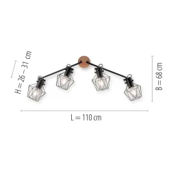 Just Light Beweglicher Deckenspot Holz Metall 110 cm E27 Vintage< Bürolampen|Wohnzimmerlampen