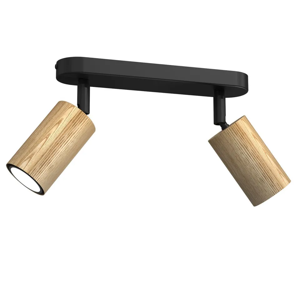 Spots|Flurlampen*Luminex Beweglicher Deckenspot Holz Metall GU10 Schwarz Natur