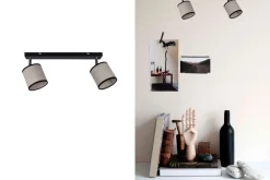 Belis Beweglicher Deckenspot Stoff Schwarz Beige E14 L:55 cm< Flurlampen|Bürolampen