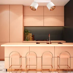 Belis Beweglicher Deckenstrahler Weiß Gold E27 2-flmg Stoff< Spots|Flurlampen