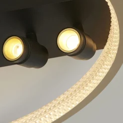Bürolampen|Wohnzimmerlampen*Searchlight Beweglicher LED Deckenspot in Schwarz Gold rund Ø50 cm