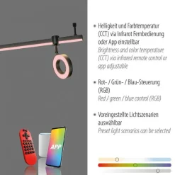 Just Light Beweglicher LED Deckenspot Schwarz RGB 114,5 cm dimmbar< Flurlampen|Bürolampen